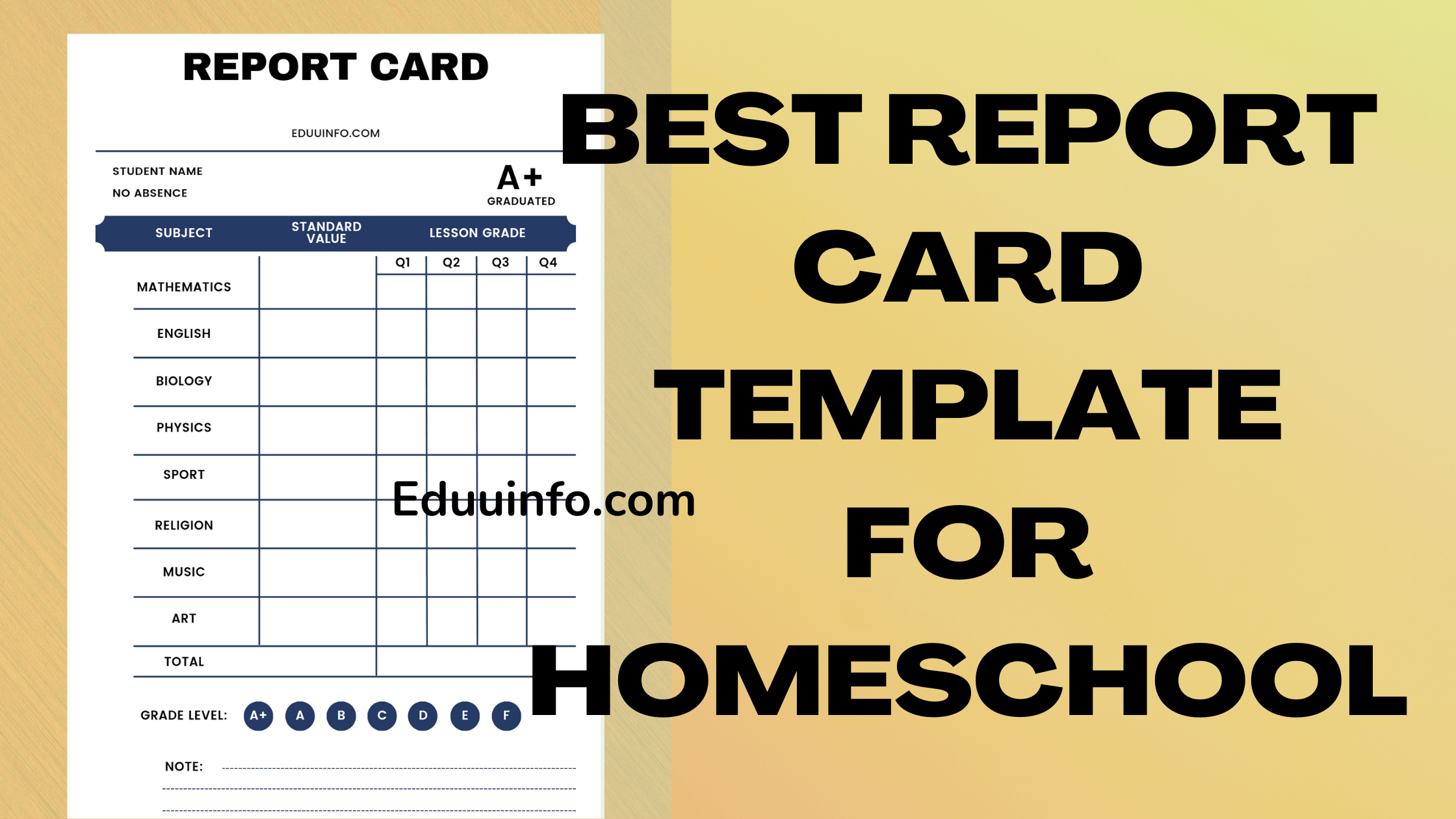 report card template for homeschooling